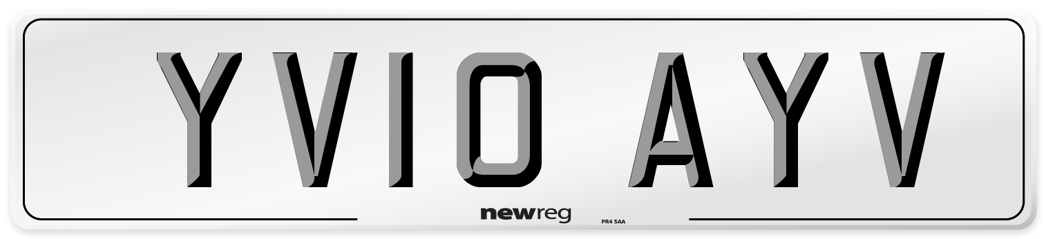 YV10 AYV Number Plate from New Reg